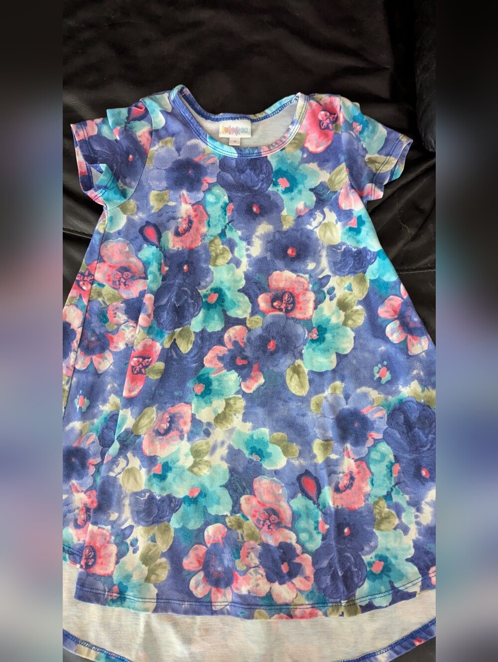 LuLaRoe Kids Girls  Scarlett High Low Dress Size 6 Purple Floral
